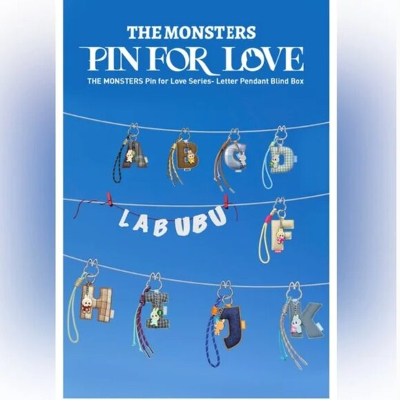 Labubu The MONSTERS PopMart Pin for Love  Letter Pendants A-M Blind Boxes - Picture 2 of 14